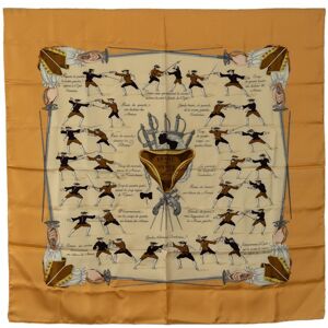 Pre-owned Hermes Traite Des Armes Silk Scarf Brown