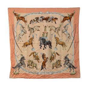 Pre-owned Hermes En Piste Silk Scarf Orange