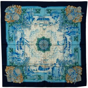 Pre-owned Hermes Azulejos Silk Scarf Blue