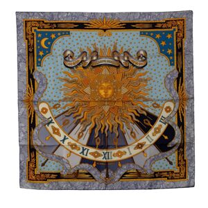 Pre-owned Hermes Carpe Diem Silk Scarf Blue