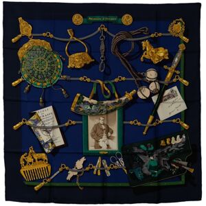 Pre-owned Hermes Memoire d'Hermes Silk Scarf Blue