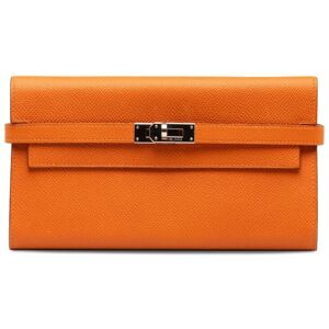 Pre-owned Hermes Epsom Classic Kelly Wallet Orange