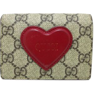 Pre-owned Gucci GG Supreme Heart Bifold Wallet Brown