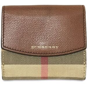 Pre-owned Burberry House Check Canvas Wallet Brown