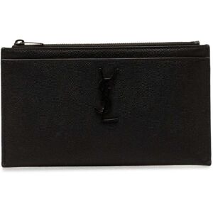 Pre-owned Saint Laurent Grain De Poudre Cassandre Pouch Black