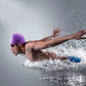 Shoppo Marte Pure Color Style Elastic Silicone Swimming Cap / Swimming Hat, SC309(Purple)