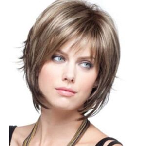 Shoppo Marte Wig-020 Mixed Color Women High Temperature Silk Curly Short Hair Wig