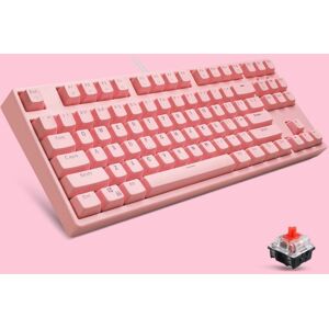 Shoppo Marte 87/108 Keys Gaming Mechanical Keyboard, Colour: FY87 Pink Shell Pink Cap Red Shaft