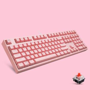 Shoppo Marte 87/108 Keys Gaming Mechanical Keyboard, Colour: FY108 Pink Shell Pink Cap Red Shaft