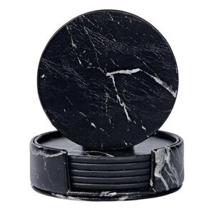 Megabilligt 6-pakning Reversible Glass Pads Black Marble Pu med Holder