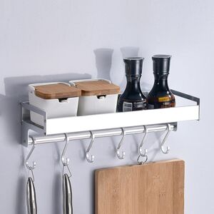 Shoppo Marte 30cm 4 Hooks Kitchen Multi-function Wall Hanging Holder Seasoning Storage Rack (Silver)