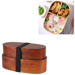 Shoppo Marte Wood Environmental Protection Tableware Portable Lunch Box Bento Box, Style:Double Layer(Paint Color)