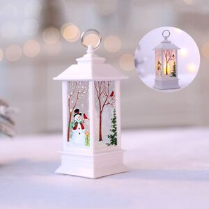 Shoppo Marte White Snowman Pattern Christmas Simulation Flame LED Lamp Desktop Decoration