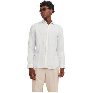 Jack _ Jones Jack & Jones Lang ærmet Skjorte Parker Linen Stripe Hvid M Mand