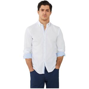 Hackett Lang ærmet Skjorte Trimmed White Texture Hvid XL Mand