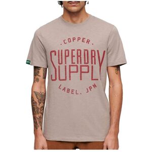 Superdry Kortærmet T-shirt Med Rund Hals Copper Label Workwear Beige M Mand