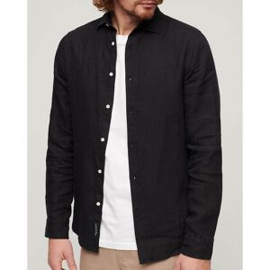 Superdry Lang ærmet Skjorte Studios Casual Linen Sort L Mand