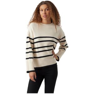 Vero Moda O Neck Sweater Saba Stripe Beige,Sort S Kvinde