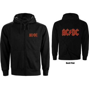 AC/DC Unisex Zipped Hoodie: Logo (Back Print) (X-Large)