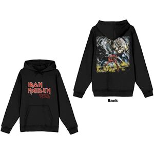 Iron Maiden Unisex Pullover Hoodie: Number Of The Beast Vintage Logo Faded Edge Album (Back Print) (Medium)