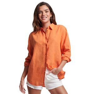 Superdry Lang ærmet Skjorte Studios Casual Linen Orange XL Kvinde