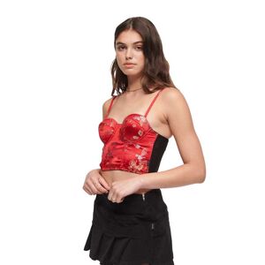 Superdry Satin Brocade Crop Corset ærmeløs T-shirt Rosa S Kvinde