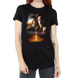 Supernatural Womens/Ladies Flaming Poster Cotton Boyfriend T-Shirt