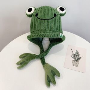 My Store Children Cartoon Frog Woolen Hat Warm Knitted Hat Bomber Hat, Size: For 1-3 Years Old(Green)