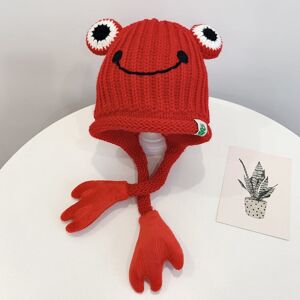 My Store Children Cartoon Frog Woolen Hat Warm Knitted Hat Bomber Hat, Size: For 1-3 Years Old( Red)