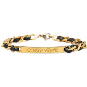 Pre-owned Chanel Leather Woven Chain Bracelet Gold