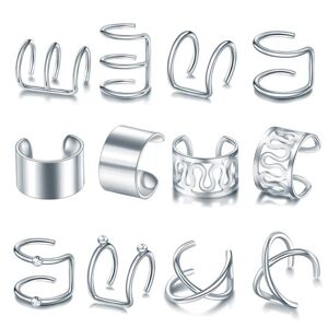 Megabilligt 12-pack falske helix piercing ørere ørering øre manchet uden hulsølv