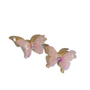 Puro Pink Butterfly Sølv Post øreringe til kvinder