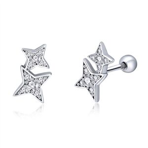 My Store Sterling Sølv Bright Star Style Diamond Øreringe Kvinders øreringe