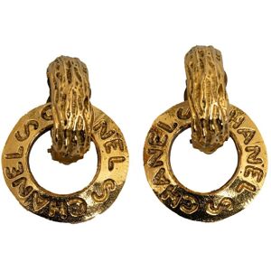 Pre-owned Chanel Double Hoop Clip On Earrings Gold