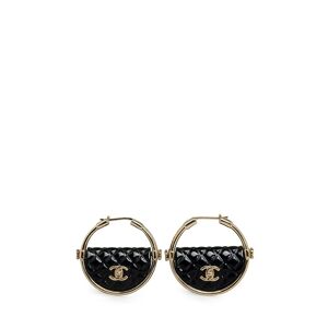 Pre-owned Chanel Resin Quilted Flap Bag Hoop Earrings Gold