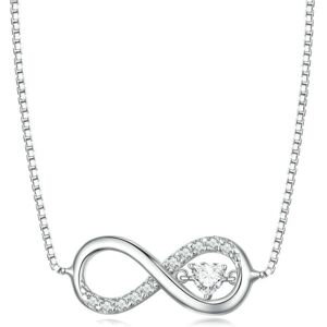 My Store BSN276 Sterling Silver S925 Zirconia Infinity Heart Endless Symbol Necklace