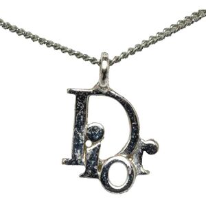 Christian Dior Pre-owned Dior Logo Charm Necklace Silver