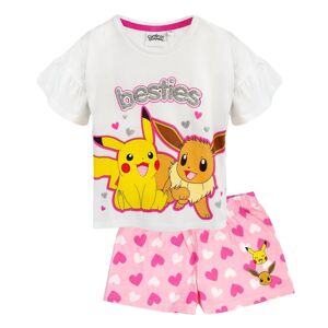 Pokemon Besties Pikachu & Eevee kort pyjamassæt med flæser til piger
