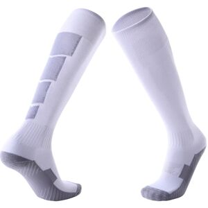 Shoppo Marte Adult Non-Slip Over-Knee Football Socks Thick Comfortable Wear-Resistant High Knee Socks(White Grey)