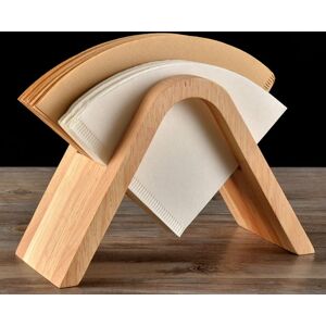 shopnbutik Coffee Filter Holder Coffee Storage Rack Filter Box Paper Base Bracket Display Stand Wooden V Holder