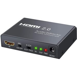 NÖRDIC HDMI 2.0 bue 4k 60Hz HDR Extractor YUV4: 4: 4 HDMI input til HDMI, SPDIF, R / L og AUX OUTPUT ARC konverter