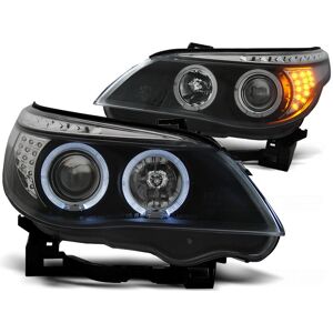 Tuning-Tec Forlygter dobbelt halo-ringe BMW E60/E61 03-07 ANGEL EYES BLACK LED INDIC