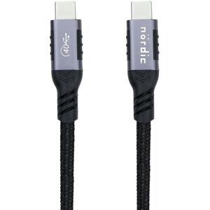 NÖRDIC USB4-kabel 1,5 m 40 Gbps data 8K video PD 100W kompatibel med Thunderbolt 3