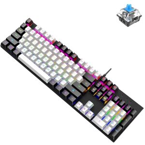 ZIYOU LANG K1 104 Keys Office Punk Glowing Color Matching Wired Keyboard, Cable Length: 1.5m(White Black Green Axis)