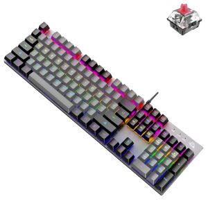 ZIYOU LANG K1 104 Keys Office Punk Glowing Color Matching Wired Keyboard, Cable Length: 1.5m(Gray Black Red Axis)