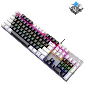 ZIYOU LANG K1 104 Keys Office Punk Glowing Color Matching Wired Keyboard, Cable Length: 1.5m(Black White Red Axis)