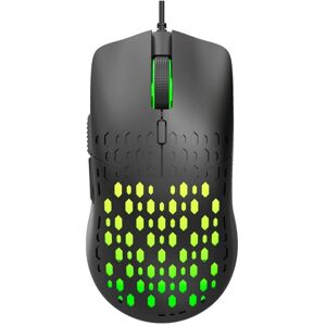 HXSJ S500 3600DPI Colorful Luminous Wired Mouse, Cable Length: 1.5m(Black)