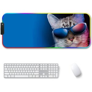 Shoppo Marte 300x350x4mm F-01 Rubber Thermal Transfer RGB Luminous Non-Slip Mouse Pad(Glasses Cat)