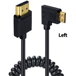 JUNSUNMAY 4K 60Hz Mini HDMI Male to HDMI 2.0V Male Spring Cable, Length:1.8m(Left)