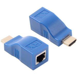 Shoppo Marte HDMI to RJ45 Extender Adapter (Receiver & Transmitter) by Cat-5e/6 Cable, Transmission Distance: 30m(Blue)